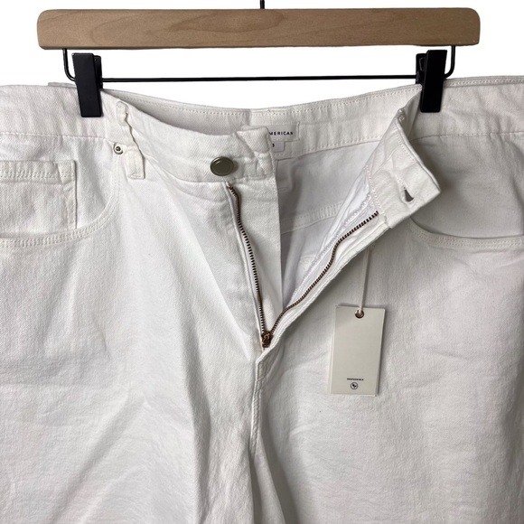 Good American Icon Shorts White Denim Plus Size 18 High Rise Raw Hem Bermuda - Picture 5 of 11